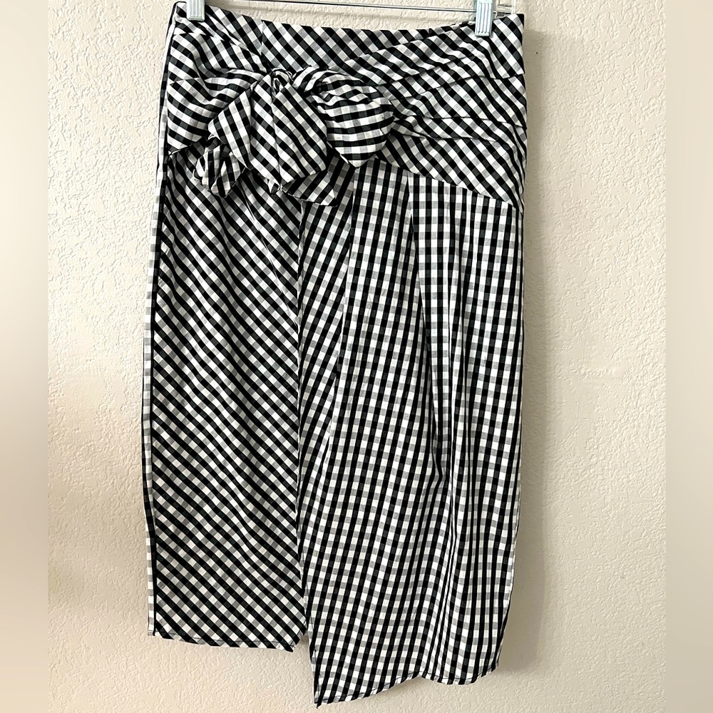 Soprano high waisted gingham skirt with bow and slit